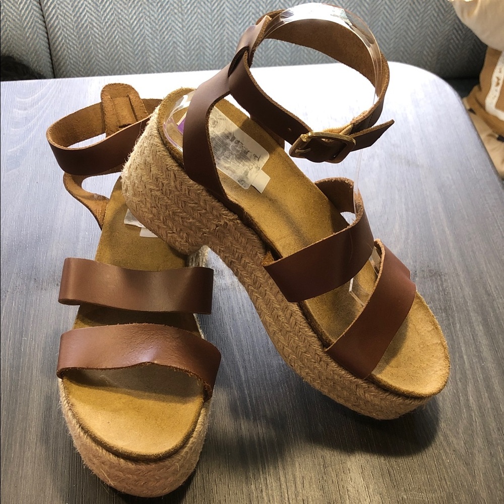 Steve Madden Brown Espadrille Platform Sandals with Ankle Buckle